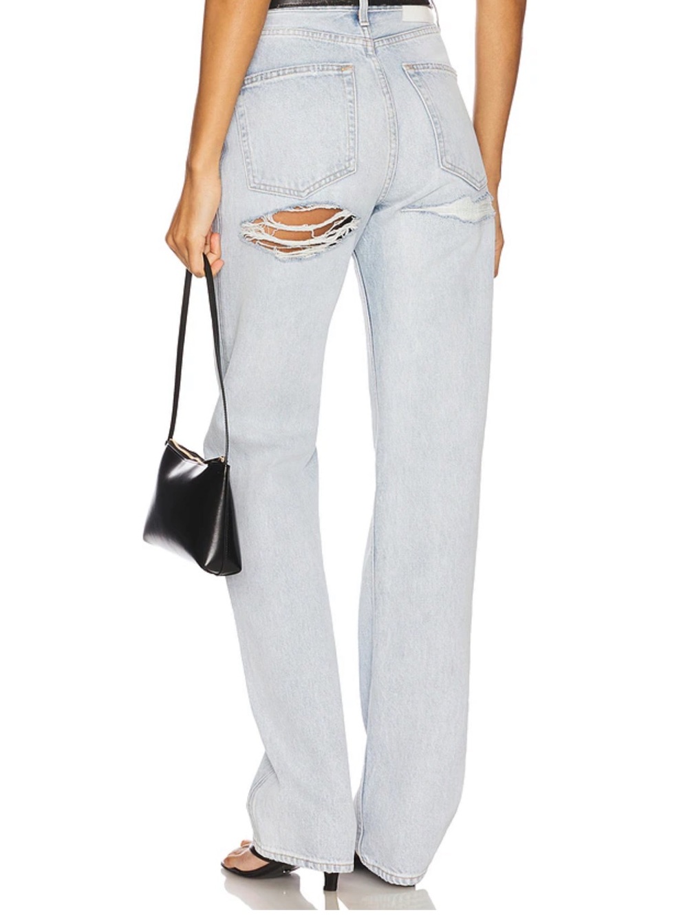 GRLFRND Light Blue Distressed Straight Leg Jeans